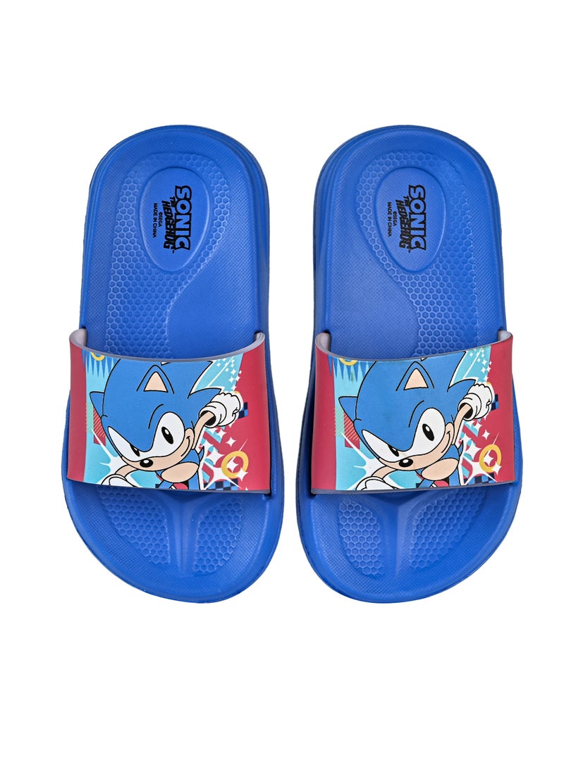 Sega Sonic the Hedgehog Patterned Non-Slip Sole Boys' Slider Suitable for Daily Use  - Image 1