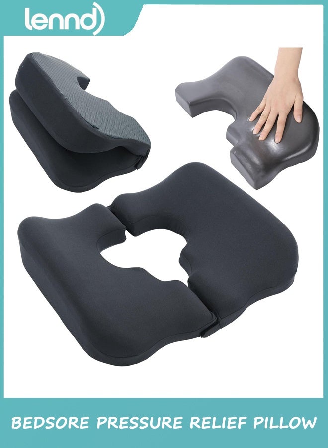 LENND Memory Foam Bed Sore Cushions for Butt,Bedsore Pressure Relief Pillow for Sleeping and Sitting,Cushion for Bed Sores on Buttocks, T Shaped Opening Tailbone Pillow, Patent Pending(Dark Grey) - Image 1