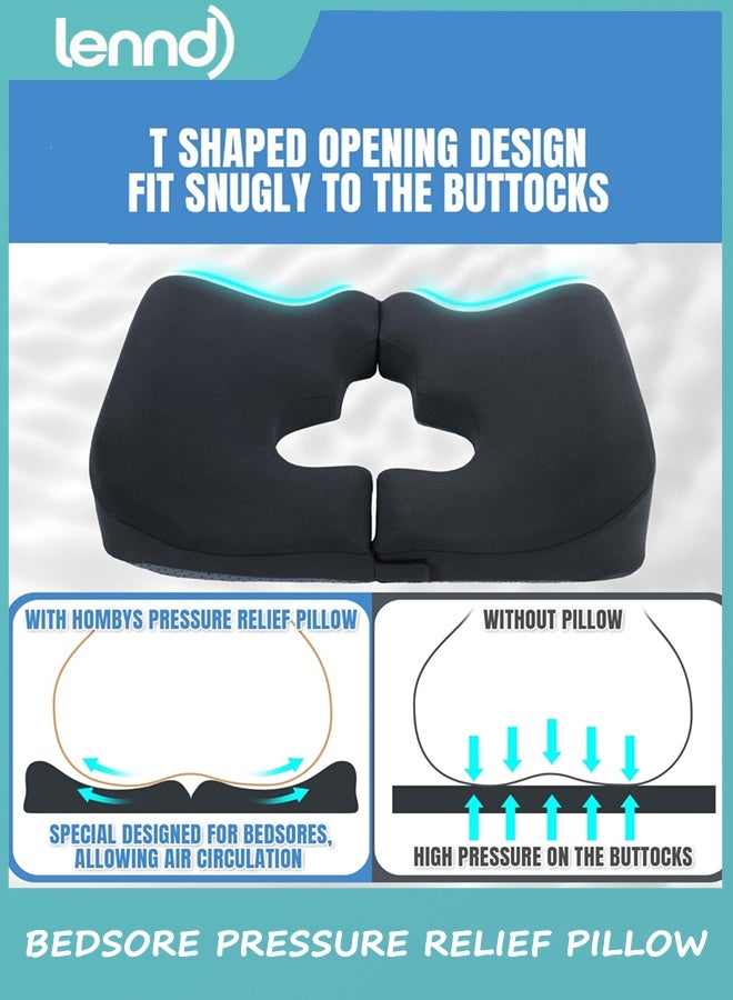 LENND Memory Foam Bed Sore Cushions for Butt,Bedsore Pressure Relief Pillow for Sleeping and Sitting,Cushion for Bed Sores on Buttocks, T Shaped Opening Tailbone Pillow, Patent Pending(Dark Grey) - Image 4