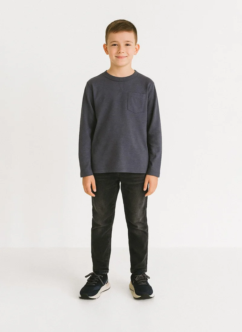 MINOTI Boys Long Sleeve Basic T-Shirt with Chest Pocket