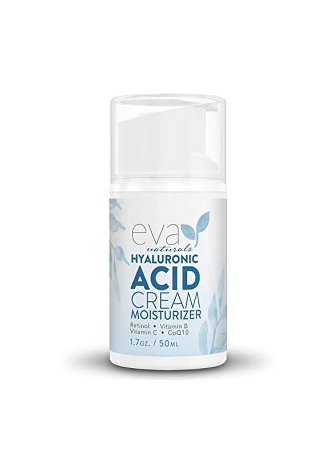 Eva Naturals Va Naturals Hydrating Face Cream With Hyaluronic Acid Antiaging Wrinkle Face Moisturizer For Women And Men With Aloe Vera & Retinol For Face Firming Day & Night Cream (1.7 Fl Oz)  - Image 1