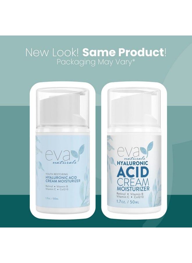 Eva Naturals Va Naturals Hydrating Face Cream With Hyaluronic Acid Antiaging Wrinkle Face Moisturizer For Women And Men With Aloe Vera & Retinol For Face Firming Day & Night Cream (1.7 Fl Oz)  - Image 3