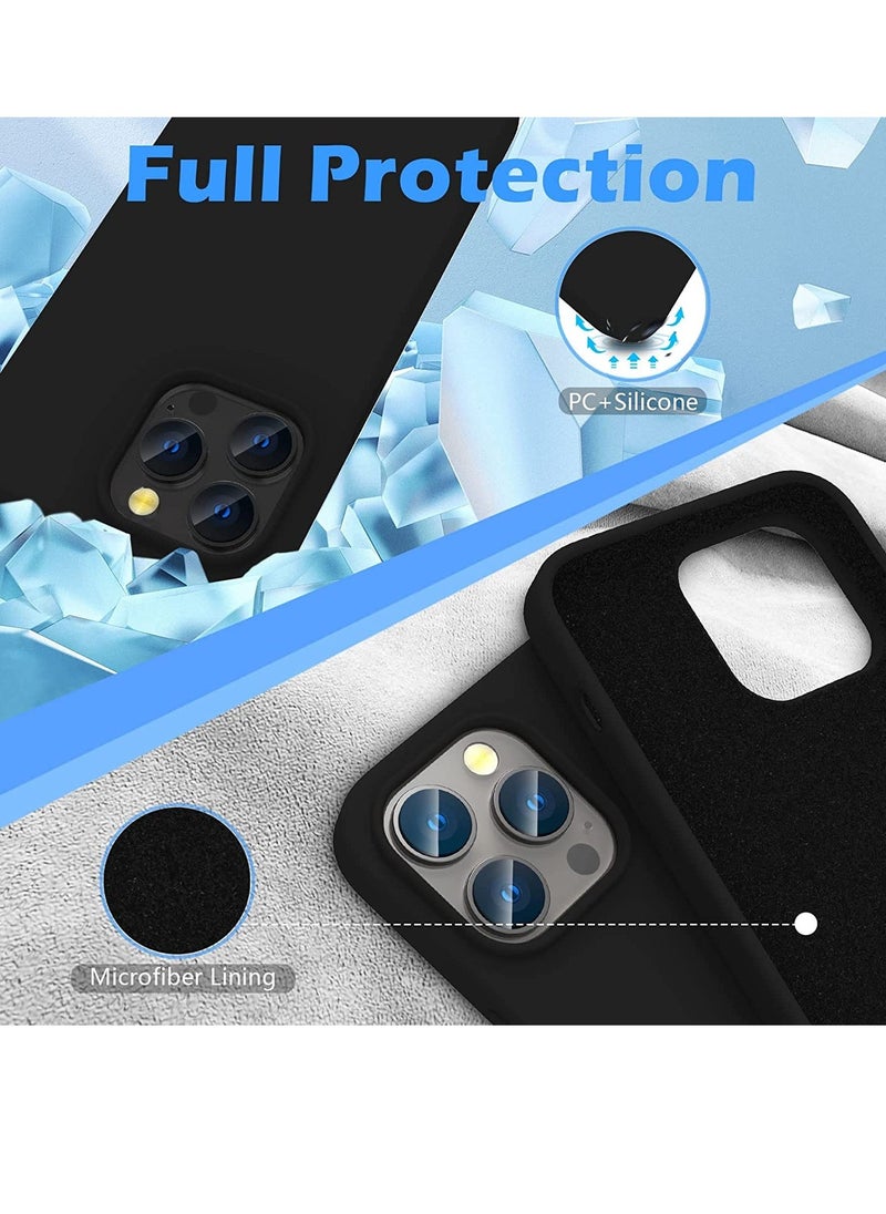 ELTRAZONE - Liquid Silicone Case for 2022 iPhone 14 Pro Max 6.7 Inch with 2-Pack Screen Protector and 2-Pack Camera Lens Protector, Slim Full Coverage Screen Camera Case, Black - Image 1