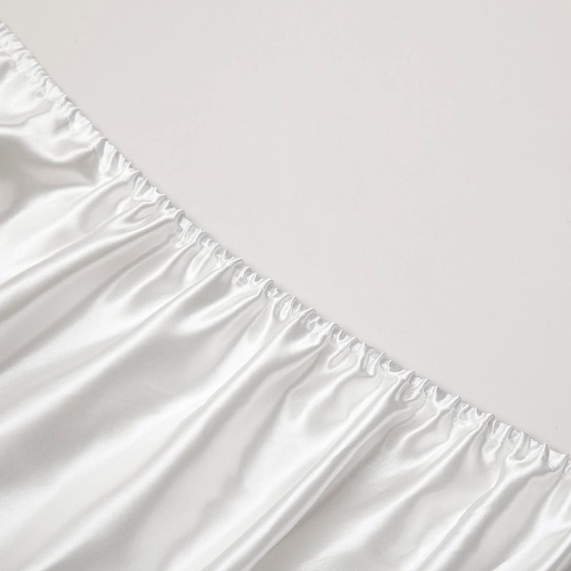 Counfeisly 3 Pieces Satin Sheets Set  Twin Size Luxury Silky Soft Satin Bed Sheets with 1 Deep Pocket Fitted Sheet  1 Flat Sheet  1 Pillowcase  White - Image 4