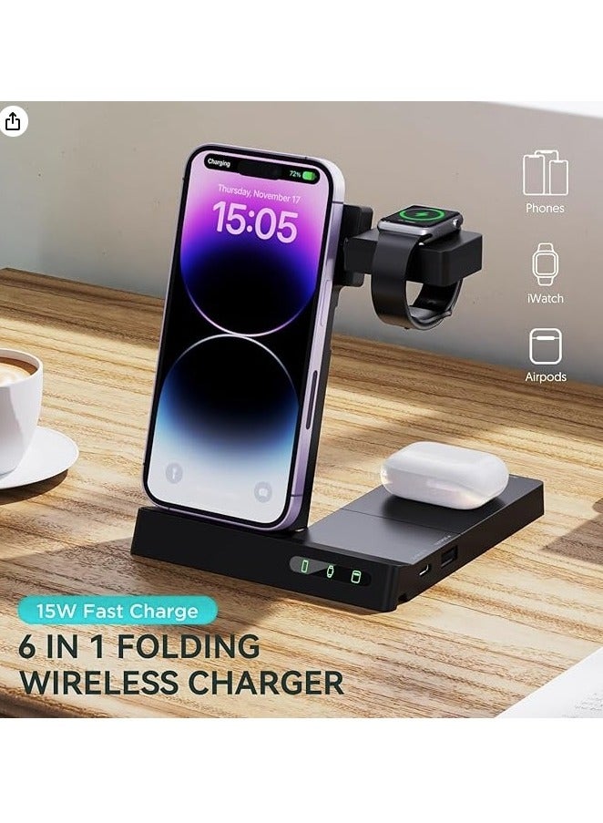 Bavin 6 in 1 Wireless Charging Station, Multi-Device Fast Stand for Samsung, iPhone 15 14 13 12 11 X XR XS Pro Max, for Apple Watch and AirPods 3 2 Pro  - Image 1