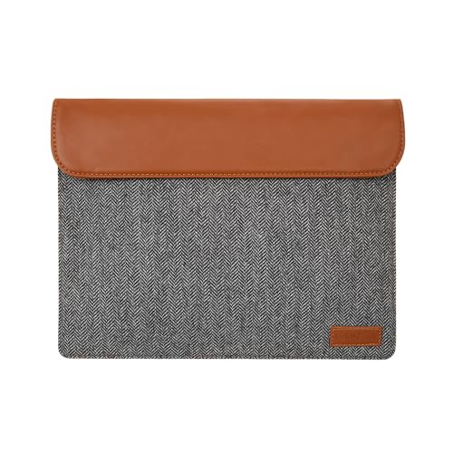 HAMELIN MacBook Sleeve for 13.3 Inch Laptops | Vegan Leather Cover Bag for Laptop,Notebook & Tablets | Waterproof Laptop Hand Bag for Men & Women | Stylish Case for Office,Travel | Grey Herringbone - Image 1