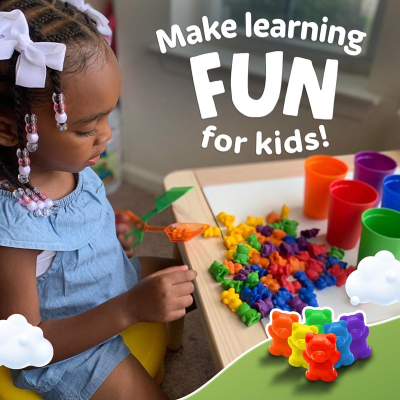 Skoolzy Counting Bears Set - 70 Pc Color Sorting Sensory Toys for Toddlers 3-4 - Montessori Toys for 3 Year Old - Autism Toys for Toddlers 3-4 - Color Sorting Toys for Toddlers Learning + Education - Image 5