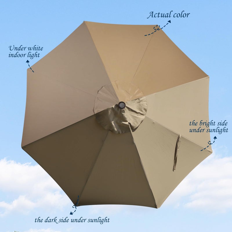 Blissun 9ft Patio Umbrella Replacement Canopy, Market Umbrella Top, Outdoor Table Umbrella Canopy for 8 Ribs, Canopy Only (Tan) - Image 2