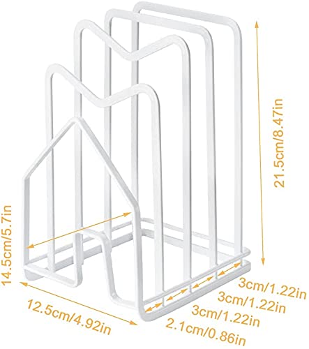 سنفيكون Sunfcon لوح التقطيع رف لوح التقطيع منظم وعاء الأغطية حامل رقيق صينية الخبز صينية تجفيف عرض موقف المطبخ كونترتوب خزائن خزانة مكتب معدن قوي 4.92X5.7X8.47 In.White - Image 4