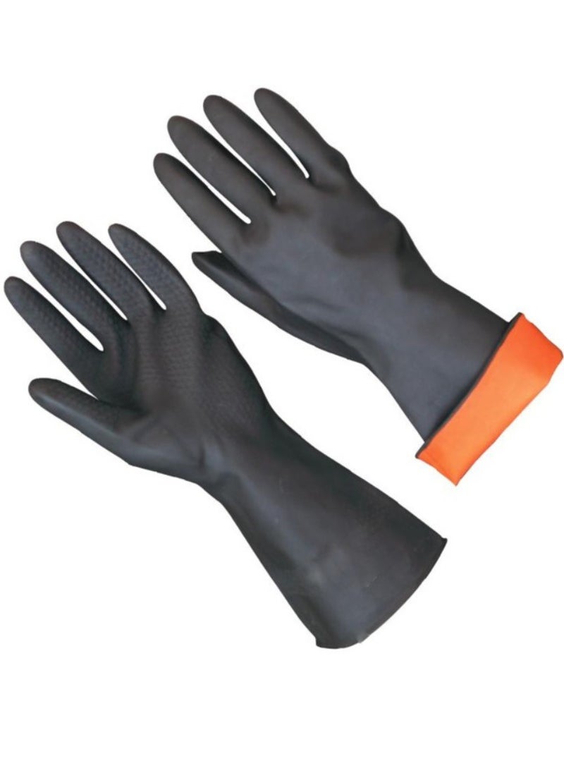 Vitacelli Household Latex Glove, Gloves, Rubber Dishwashing Extra Thickness, Long Sleeves, BLACK Large  - Image 1