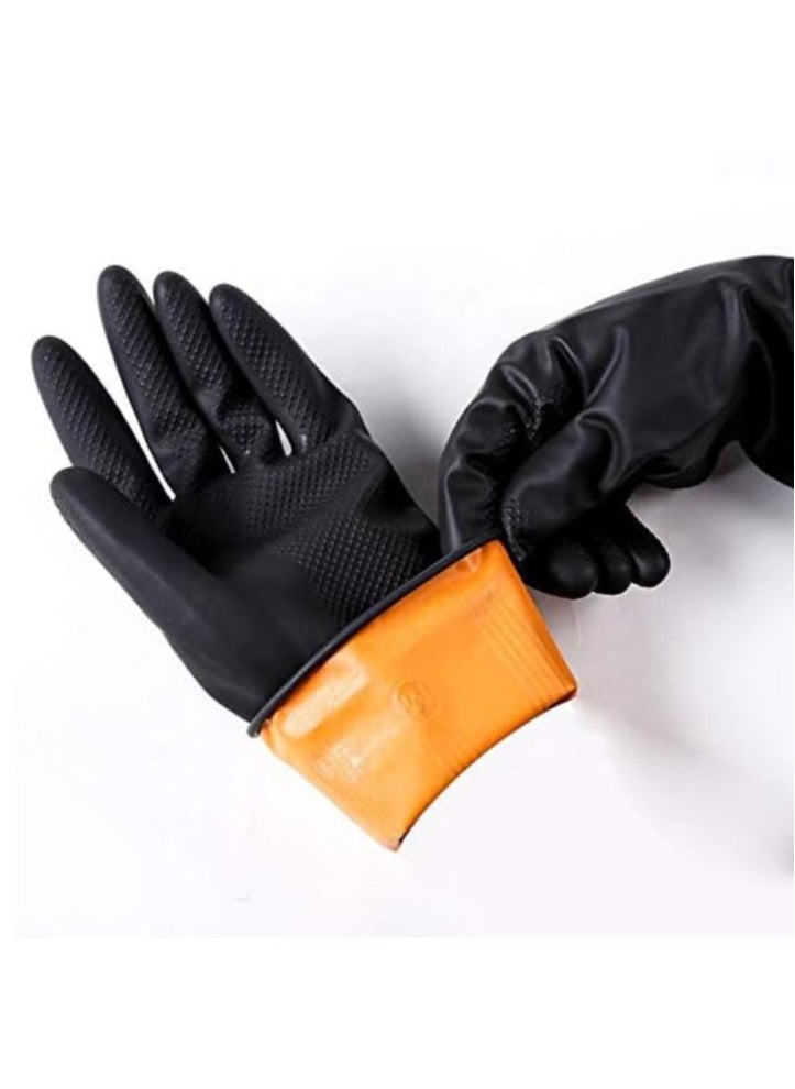 Vitacelli Household Latex Glove, Gloves, Rubber Dishwashing Extra Thickness, Long Sleeves, BLACK Large  - Image 2