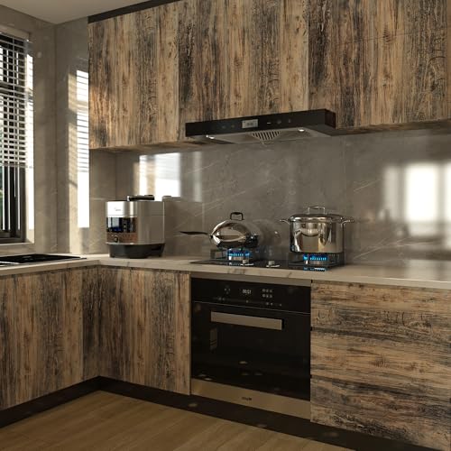 3yecao 24"×197" Thick Brown Wood Grain Wallpaper Peel and Stick Waterproof Faux Textured Grey Blue Wood Contact Paper Vinyl Wrap Self Adhesive Vintage Furniture Stickers for Kitchen Cabinets Table Top - Image 1