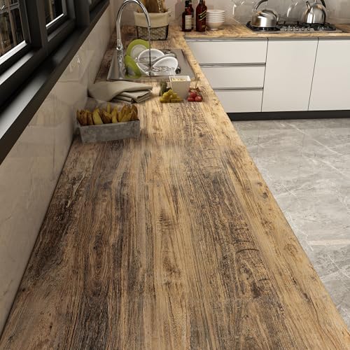 3yecao 24"×197" Thick Brown Wood Grain Wallpaper Peel and Stick Waterproof Faux Textured Grey Blue Wood Contact Paper Vinyl Wrap Self Adhesive Vintage Furniture Stickers for Kitchen Cabinets Table Top - Image 5