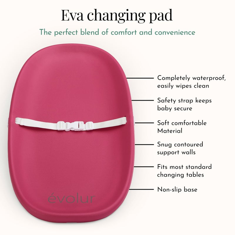 Evolur Ã©volur Eva Baby Changing Pad, Soft, Lightweight and Portable Changing Pad, Fits All Changing Table, Waterproof Firm Padding - Fuschia Pink - Image 5