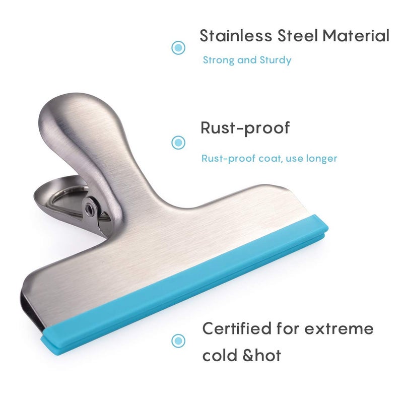HOUSE AGAIN 8 Pack Stainless Steel Chip Bag Clips Covered with Silicone - NO More Sharp Edges - Color Coded for Food Bags - Air Tight Seal, Heavy Duty for Kitchen and Office, 3 Inches - Image 3