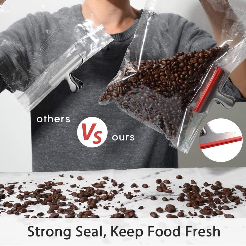 HOUSE AGAIN 8 Pack Stainless Steel Chip Bag Clips Covered with Silicone - NO More Sharp Edges - Color Coded for Food Bags - Air Tight Seal, Heavy Duty for Kitchen and Office, 3 Inches - Image 5