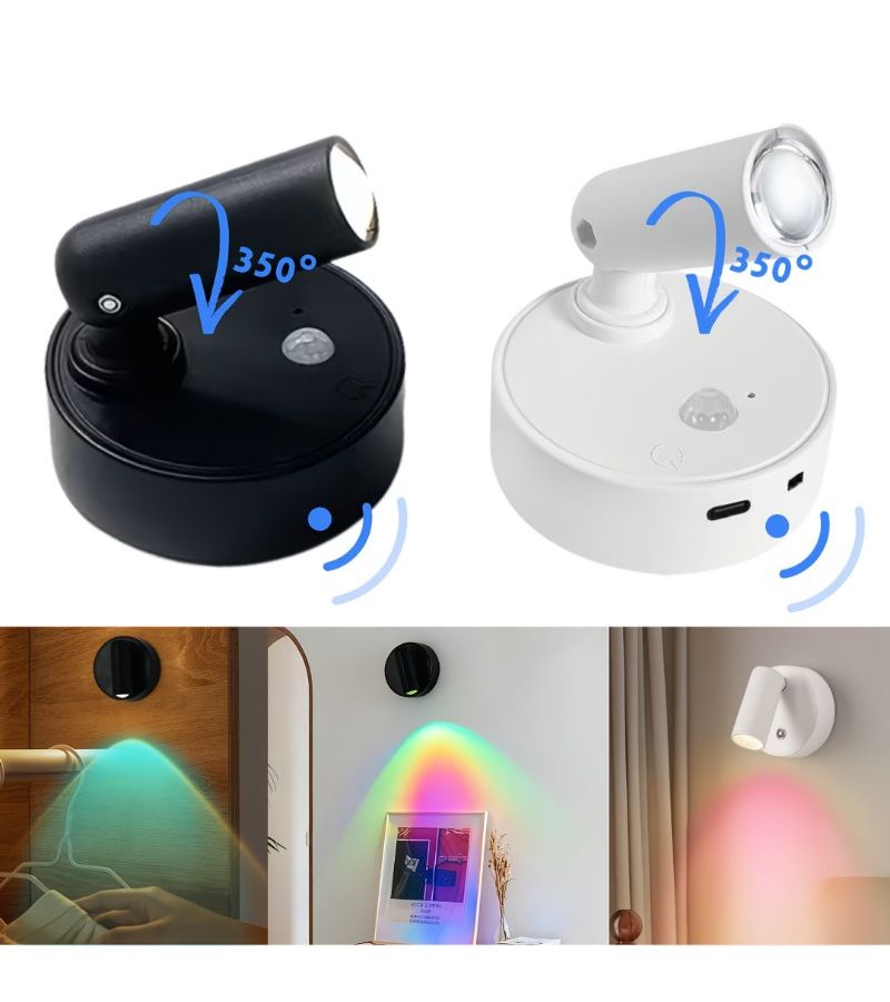 Indoor LED Spot Light Midnight Black Rechargeable Multi Functional Spotlight 3 Color Modes Adjustable Brightness 350 Rotation 90 Degree Tilt Angle For Night Use Plant Lighting Minimalist Instagram Style - Image 3