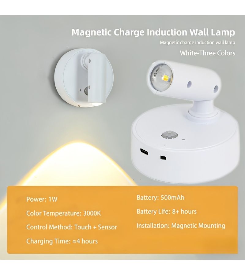 Indoor LED Spot Light Midnight Black Rechargeable Multi Functional Spotlight 3 Color Modes Adjustable Brightness 350 Rotation 90 Degree Tilt Angle For Night Use Plant Lighting Minimalist Instagram Style - Image 4