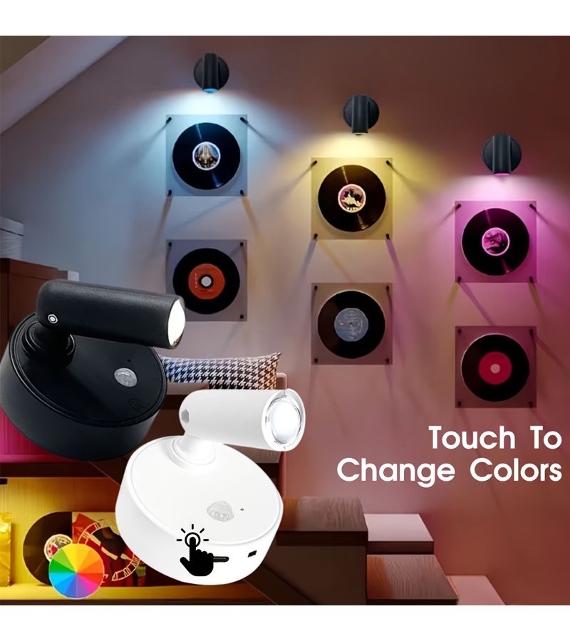 Indoor LED Spot Light Midnight Black Rechargeable Multi Functional Spotlight 3 Color Modes Adjustable Brightness 350 Rotation 90 Degree Tilt Angle For Night Use Plant Lighting Minimalist Instagram Style - Image 2