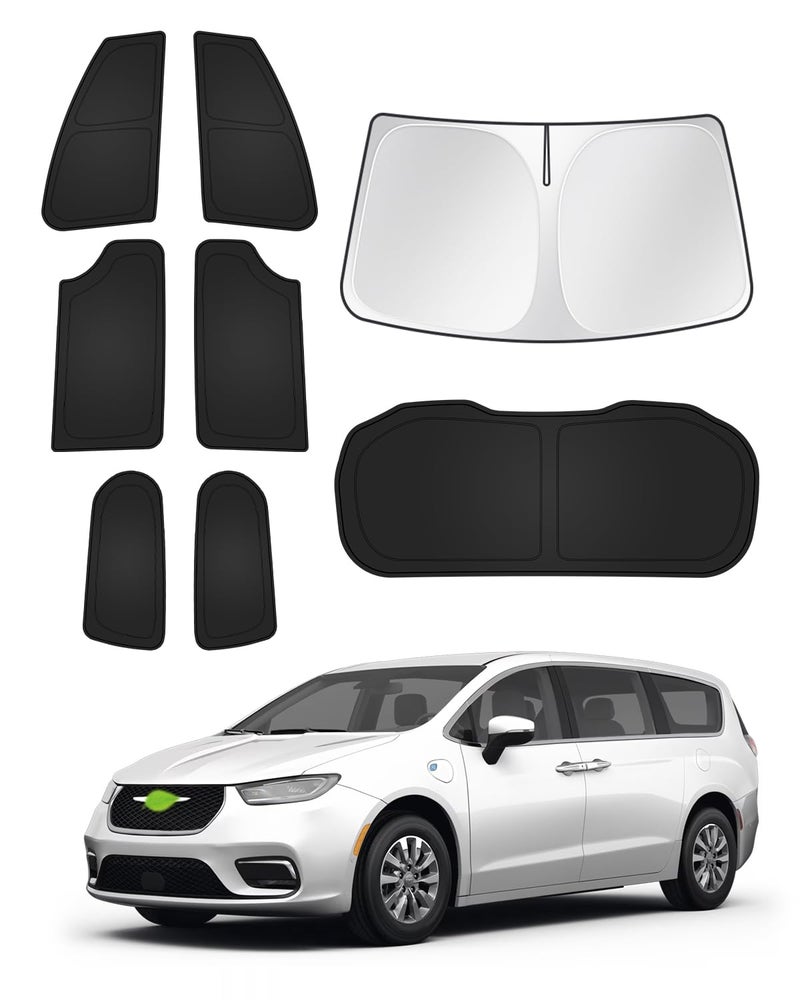 Canvcle Sunshades for Chrysler Pacifica 2017-2025 2026 Accessories Windshield Sun Shade Side Rear Window Shade Cover Sun Visor Shield Privacy Protection Keep Vehicle Cool Black 8PCS - Image 1