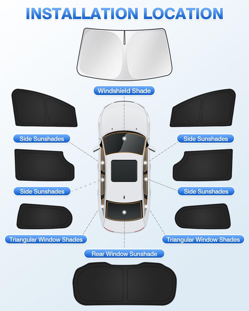 Canvcle Sunshades for Chrysler Pacifica 2017-2025 2026 Accessories Windshield Sun Shade Side Rear Window Shade Cover Sun Visor Shield Privacy Protection Keep Vehicle Cool Black 8PCS - Image 5