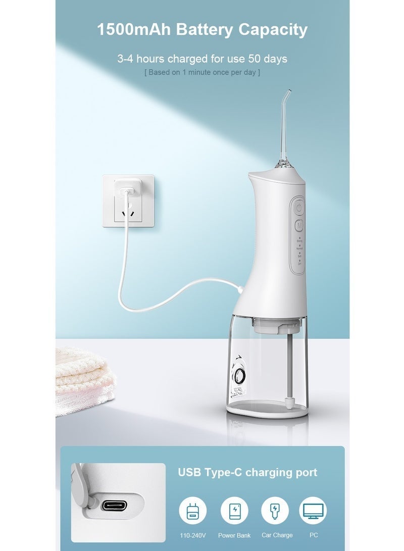 DOSCHER Portable Water Dental Flosser For Teeth Cleaning Dental Oral Irrigator With 4 Modes Scalable 4 Jet Nozzles IPX7 Water Resistance 300ML - Image 3