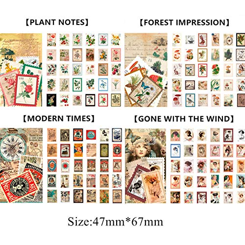 Cotrida 240pcs Vintage Postage Stamp Stickers, Aesthetic Botanical Deco Paper Sticker for Scrapbooking, Journaling Supplies, Planners, Kid DIY Art Crafts, Bullet Journal - Image 2