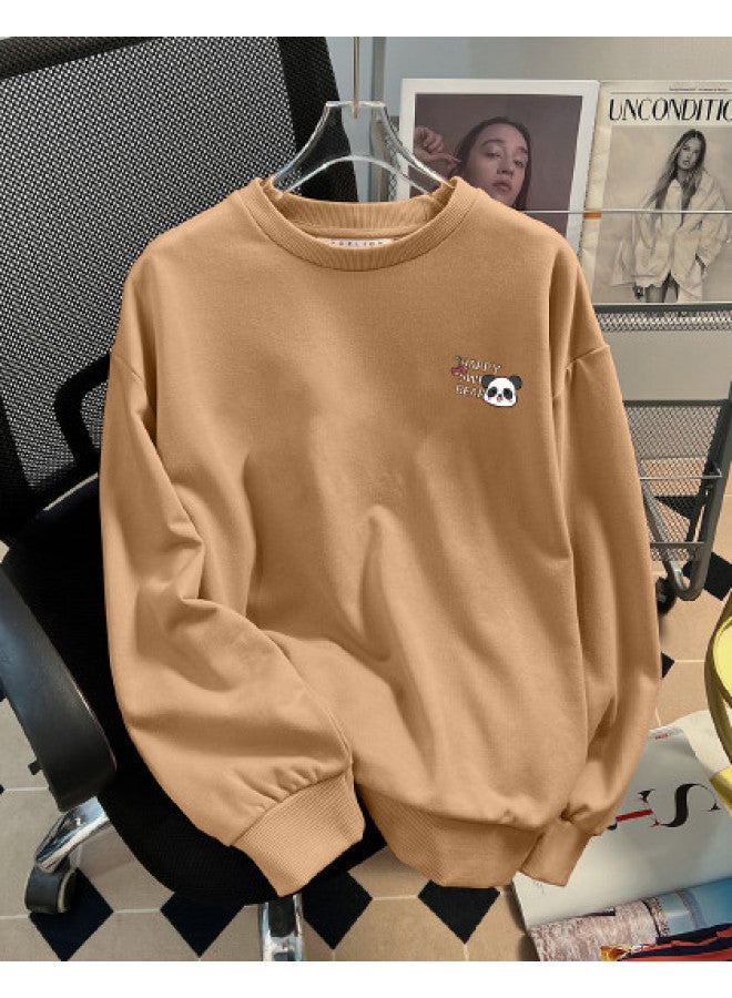 TonLion Women's Round Neck Solid Color Hoodie - Cute, Simple, Versatile, Youthful Korean Style Fashion Trend - Image 1