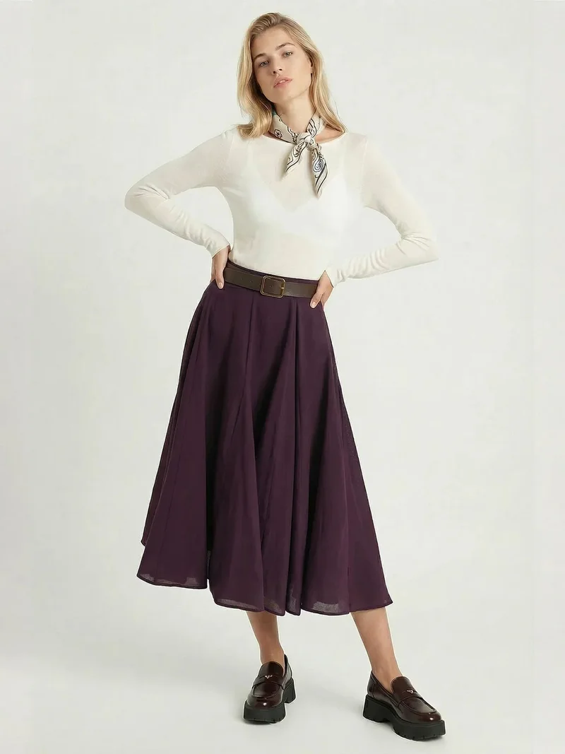 السعادة في إسطنبول ISTANBUL High Waist A-Line Midi Skirt