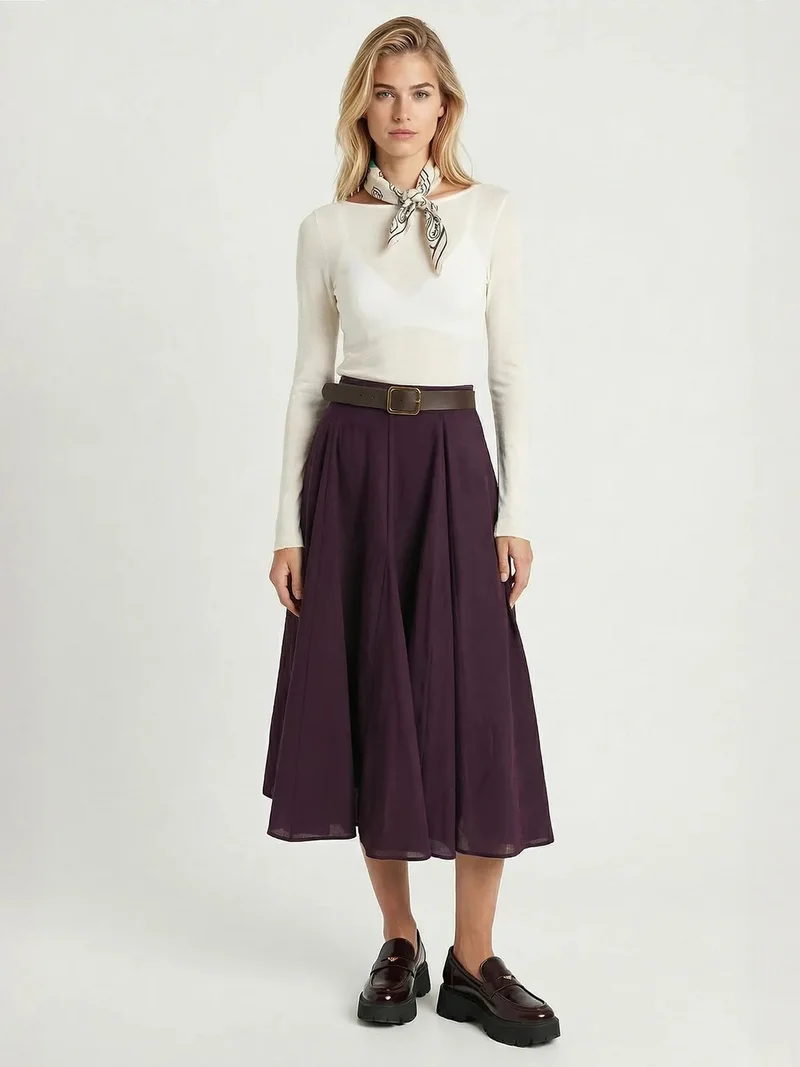السعادة في إسطنبول ISTANBUL High Waist A-Line Midi Skirt