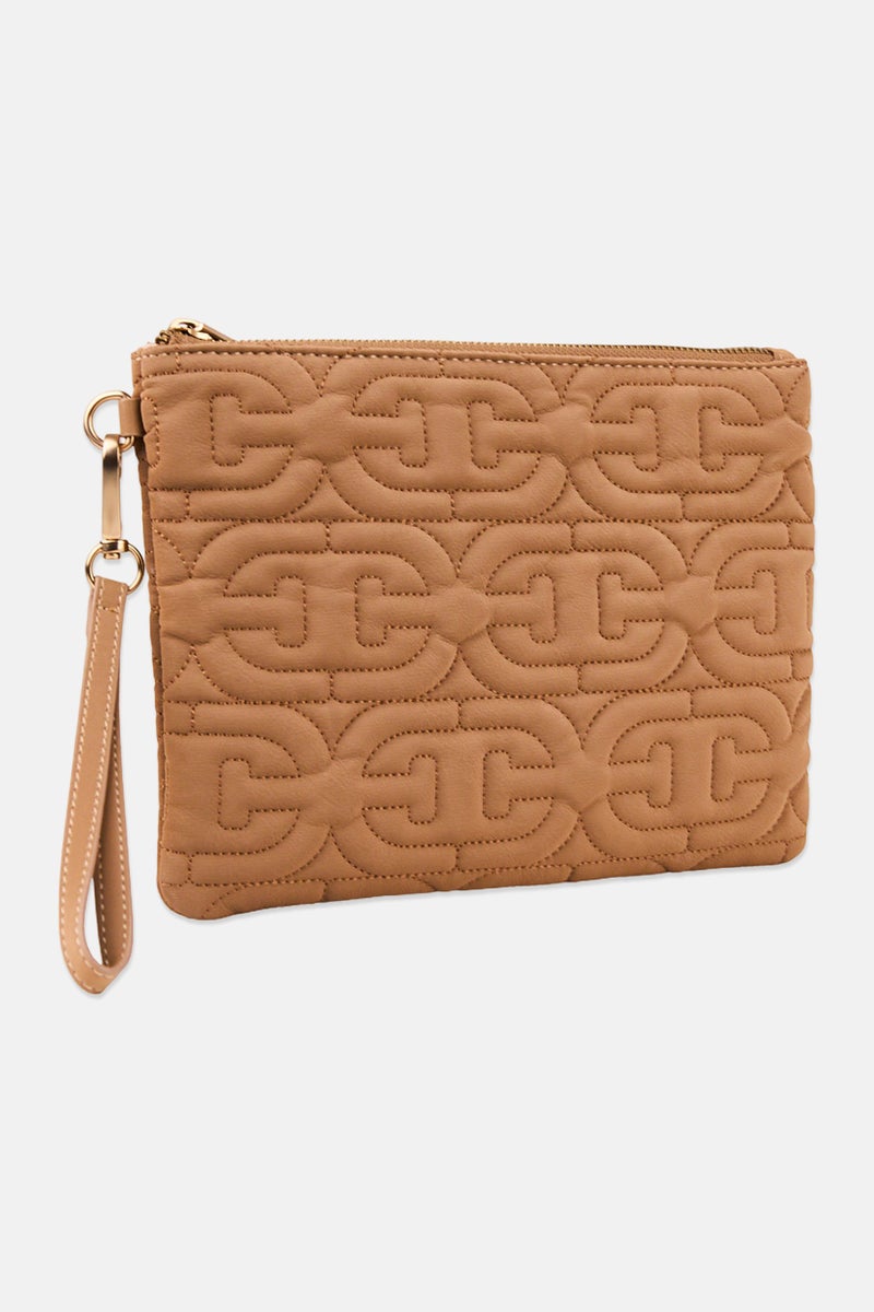 Sam Edelman Women Brand Logo Pouch, Dark Tan - Image 3