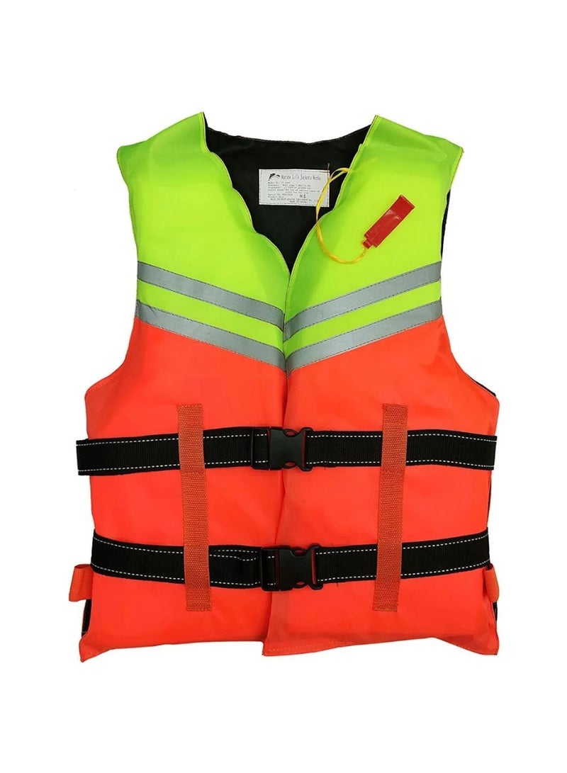 NAKXUS Life Jacket Dual Color, Polyester, PVC Foam, High Visibility Reflecting Tape - Life Jacket for Adults, Green/Orange - Image 1