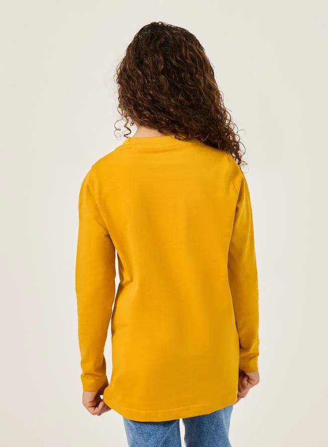 Styli Front Graphic Print Round Neck T-Shirt