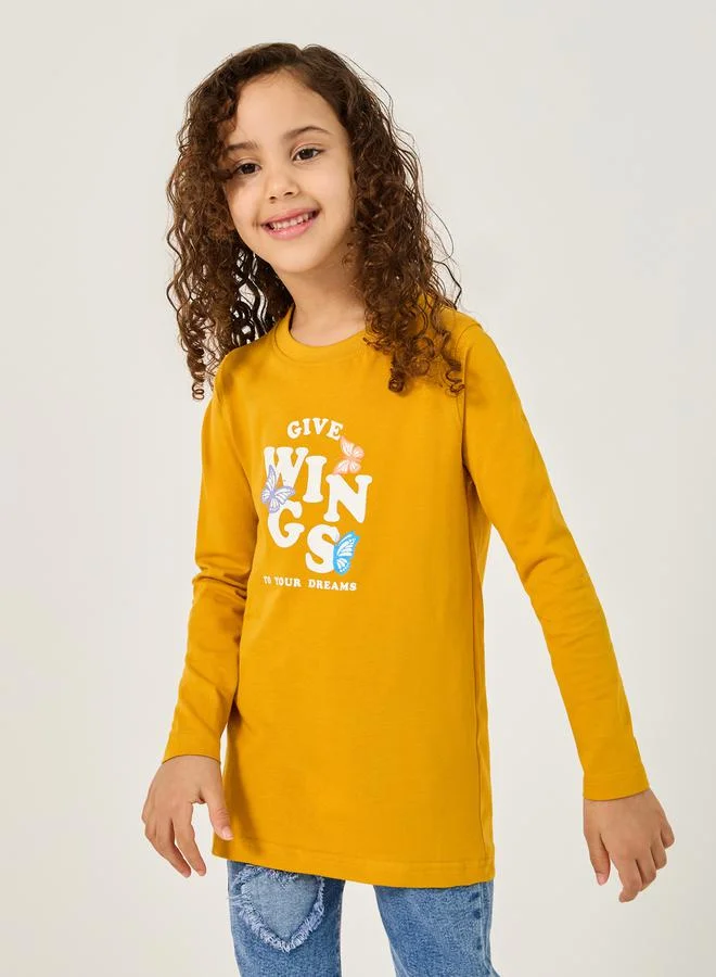 Styli Front Graphic Print Round Neck T-Shirt
