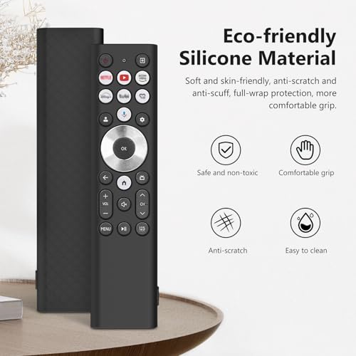 USTIYA حافظة ريموت USTIYA لتلفاز Hisense الذكي ERF6A80/ERF6G80H/ERF6F80H 85U88N Clase A7 U8 Series 4K لجوجل TV غطاء تحكم واقي من السيليكون (أسود) - Image 3