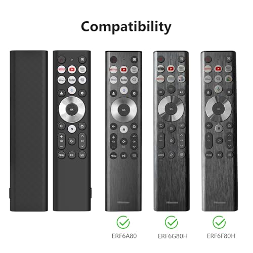 USTIYA حافظة ريموت USTIYA لتلفاز Hisense الذكي ERF6A80/ERF6G80H/ERF6F80H 85U88N Clase A7 U8 Series 4K لجوجل TV غطاء تحكم واقي من السيليكون (أسود) - Image 2