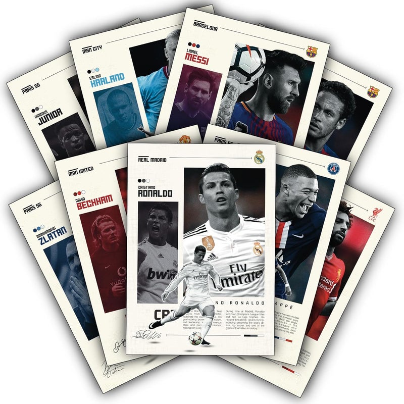 Thepaper9store Cardstock Football Posters Pack of 10 | A4 Size (8.4x12 Inch) | Premium 300 GSM Art Prints | | Aesthetic Room Posters for Bedroom, Living Room, Office - Image 1