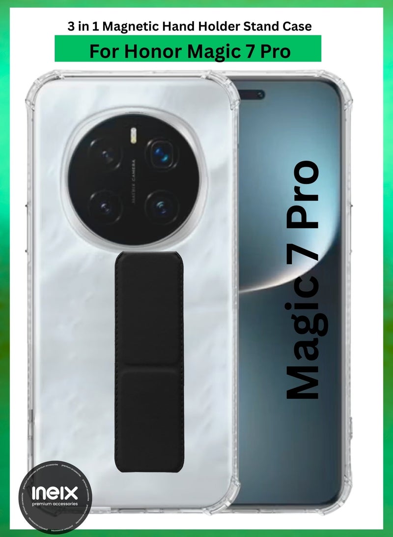 إينيكس جراب حماية شفاف 3 في 1 مغناطيسي ذو مسند للهاتف  هونر ماجيك 7 برو-شفاف/أسود - Image 1