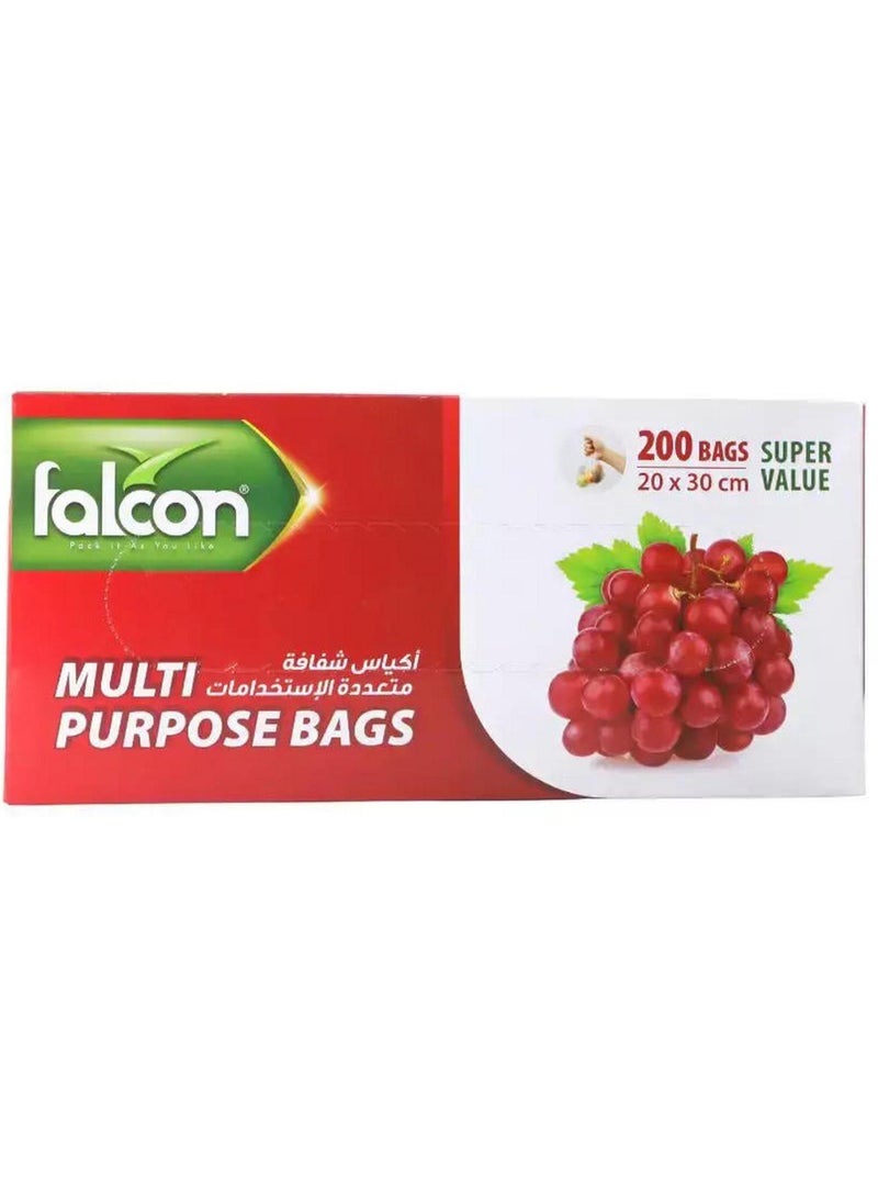 Falcon Multi Purpose Bags Oxo Biodegradable Plastic Bags 200Pcs Clear - Image 1