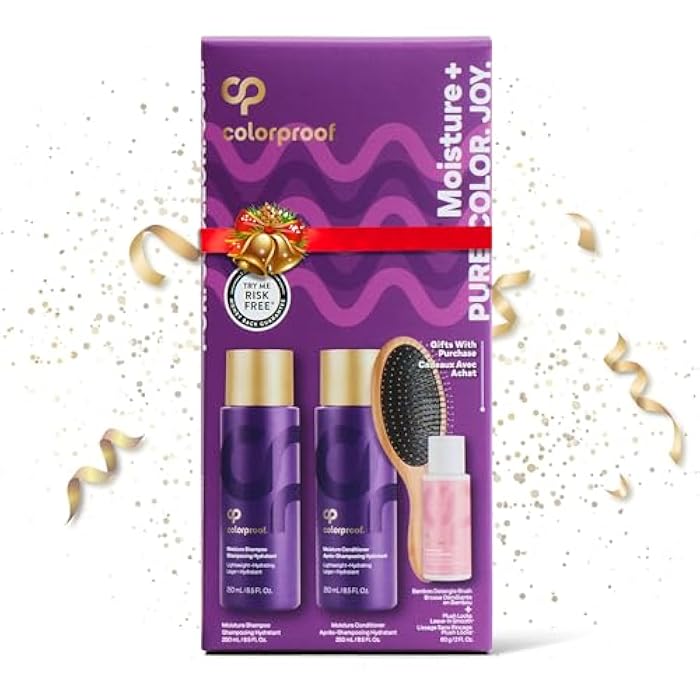 ColorProof مجموعة هدايا كولوربروف نيفر فيد أواي للترطيب: شامبو وبلسم مرطب 8.5 أونصة + 2 أونصة من بلسم الشعر المترك + فرشاة فك التشابك - Image 1