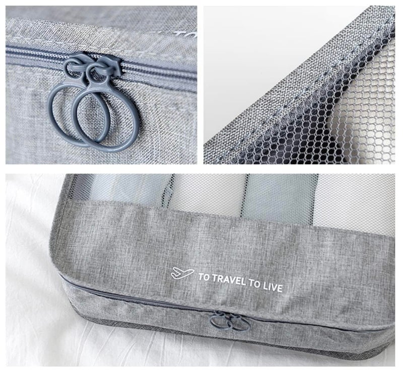 TOCINGO 7 pc / 6 pc Travel Oraganizer Packing cubes kit, Sapace Saver Multi use Bag for Men and Women, Clothes packing cubes for travel, Cupboard Oraganizer cubes (7 pc-GREY OXFORD) - Image 4