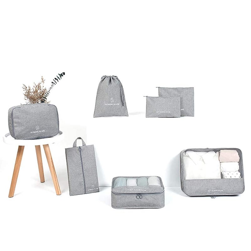 TOCINGO 7 pc / 6 pc Travel Oraganizer Packing cubes kit, Sapace Saver Multi use Bag for Men and Women, Clothes packing cubes for travel, Cupboard Oraganizer cubes (7 pc-GREY OXFORD) - Image 1