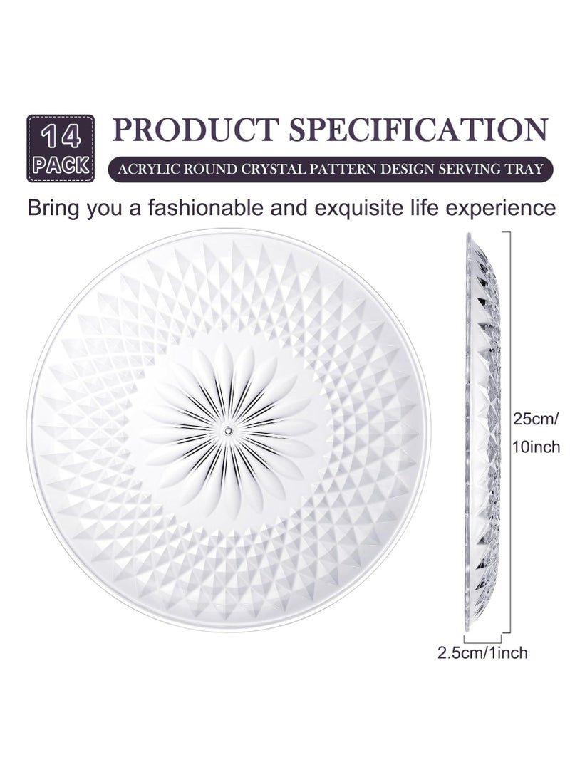 واي آند دي 10 Pcs Round Serving Platter, Reusable Acrylic Crystal Flan Plate Plastic Tray Clear for Food Cake Cookie Fruits Birthday Wedding Party (10 Inch) - Image 2