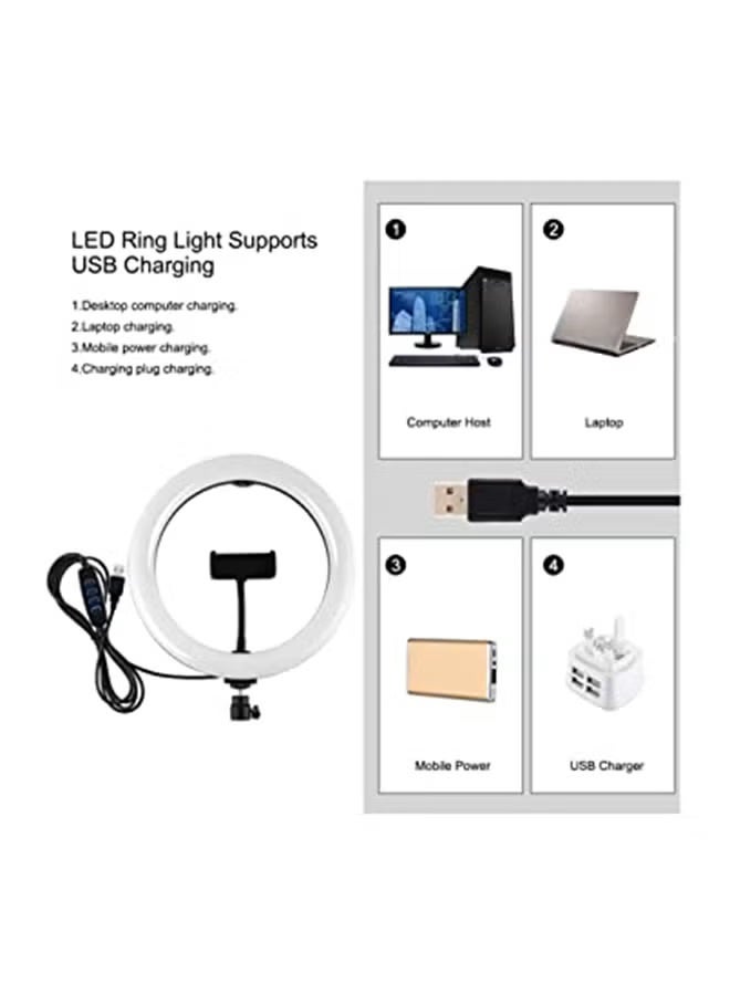 East Lady LED Photography Ring Light With Tripod Stand Black/White - Image 5