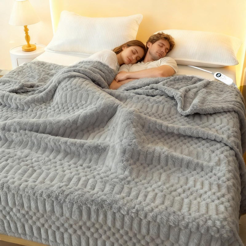 Eastsora Heated Blanket Full Flannel Blanket, 72"x84"Electric Heating Blanket with ETL & FCC & 12 Heating Levels & Auto Shut Off, Machine Washable (Light Gray) - Image 1