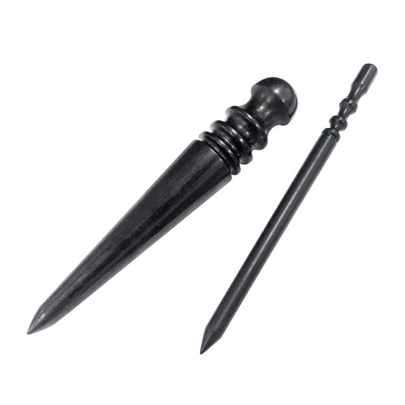 OWDEN Professional 2PcsLeather Edge Burnisher Ebony Wood Edge Slicker Leather Craft Tool Polished Grinding ToolRound Head Leather edge burnish working toolLeather Tool