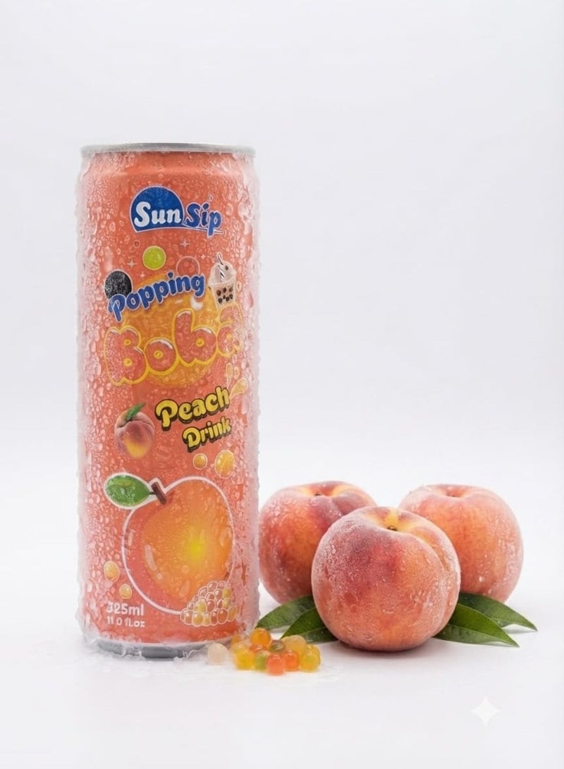 Sun Sip Popping Boba Peach Drink Carbonated Fruit-Flavored Drink with Popping Boba (Bursting Boba) Flavor: Peach Brand: Sun Sip Volume: 325ml