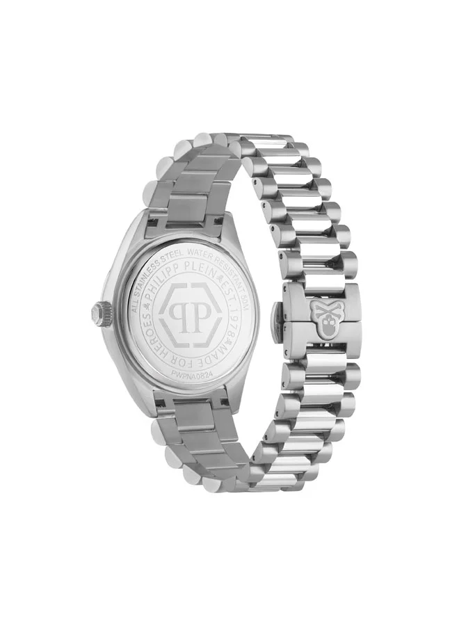 فيليب بلين Date Superlative Men's Quartz Watch, Black Honeycomb Dial, Fluted Bezel, Stainless Steel Bracelet, 42mm