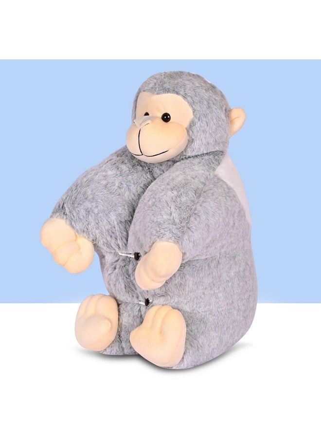 Besties BESTIES Premium Fur Monkey Soft Toy Cum Pillow Grey - Height 45 cm  - Image 2