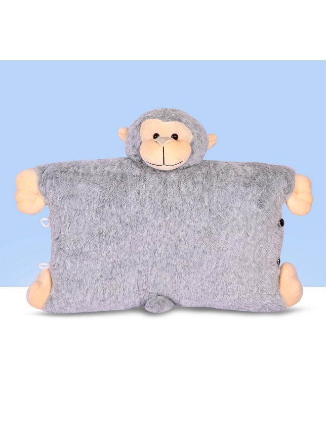 Besties BESTIES Premium Fur Monkey Soft Toy Cum Pillow Grey - Height 45 cm  - Image 5